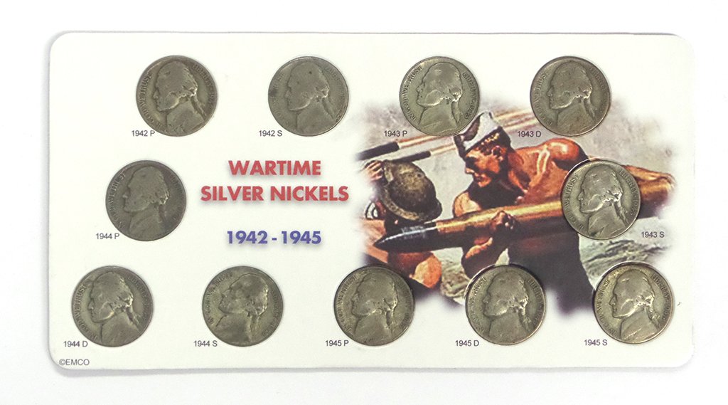1 P, D, S 1942-1945 - 11 Coin - War Time Silver Jefferson